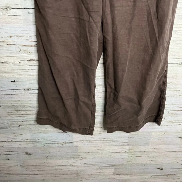 Anthropologie pilcro & the  letterpress brown wide leg crop linen pants size 27 - Picture 2 of 10